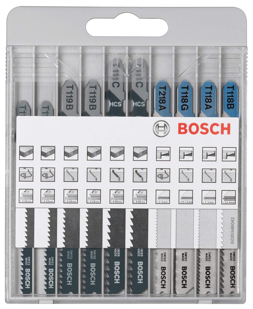 Bosch Professional 10tlg. Stichsägeblatt Set Basic for Wood and Metal (für Holz und Metal, Zubehör Stichsäge), 2607010630, Farbe, Size