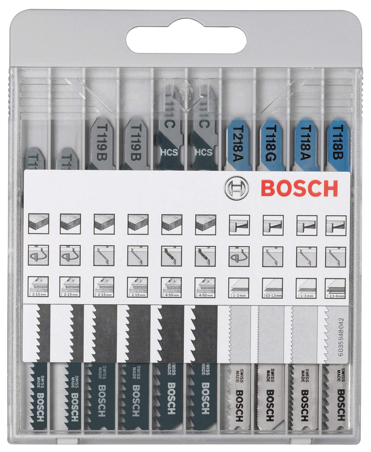 Bosch Professional 10tlg. Stichsägeblatt Set Basic for Wood and Metal (für Holz und Metal, Zubehör Stichsäge), 2607010630, Farbe, Size