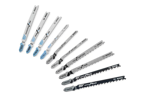 Bosch Professional 10tlg. Stichsägeblatt Set Basic for Wood and Metal (für Holz und Metal, Zubehör Stichsäge), 2607010630, Farbe, Size