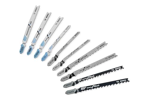 Bosch Professional 10tlg. Stichsägeblatt Set Basic for Wood and Metal (für Holz und Metal, Zubehör Stichsäge), 2607010630, Farbe, Size