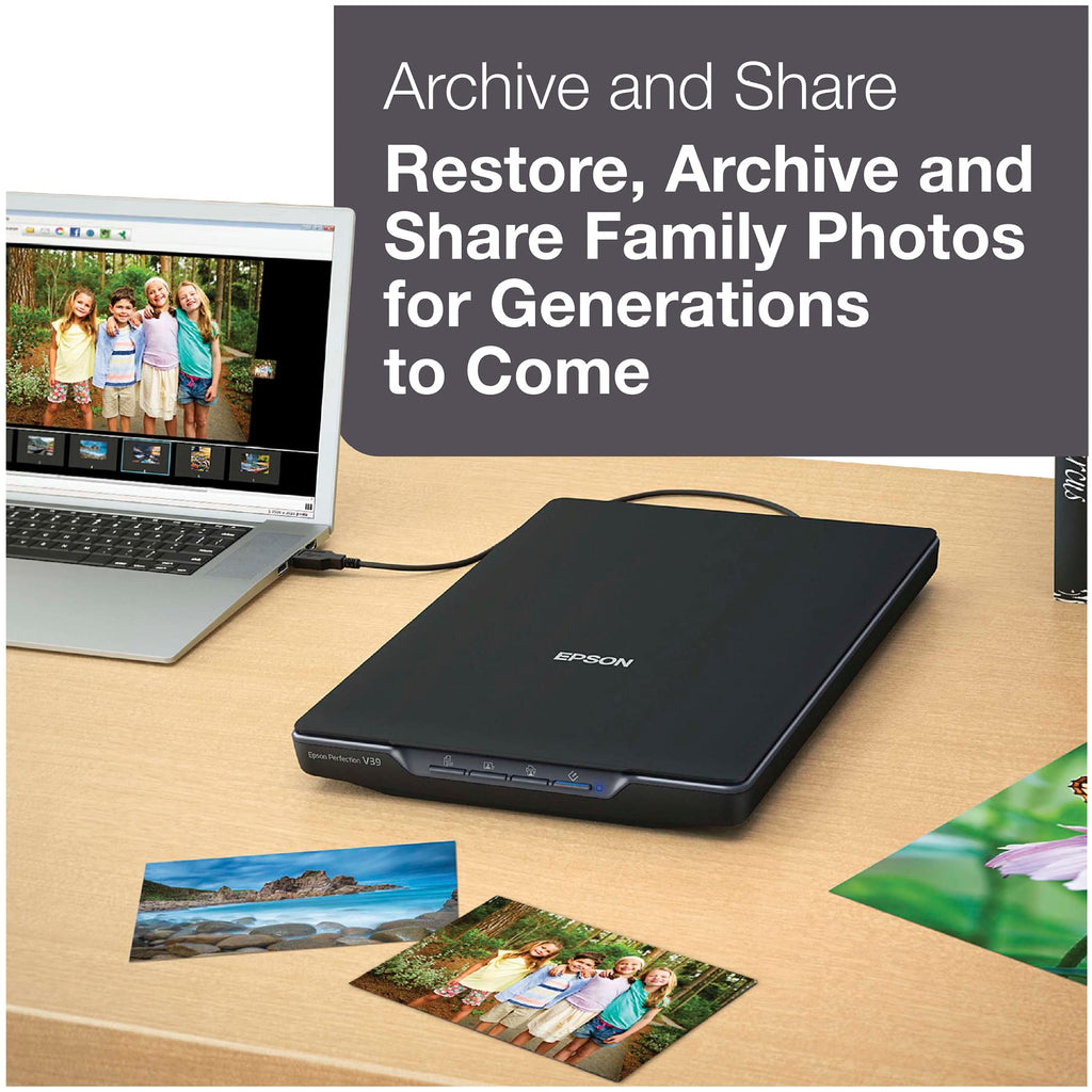 Epson Perfection V39 Color Photo and Document Scanner with Scan-to-Cloud with 4800 x 4800 DPI by Epson