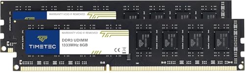 Timetec 16GB KIT(2x8GB) DDR3/DDR3L 1333MHz PC3-10600 Non-ECC Ungepuffert 1,5V / 1,35V CL9 2Rx8 Dual Rank 240 Pin UDIMM PC-Desktop-Computer-Speicher RAM-Modul-Upgrade