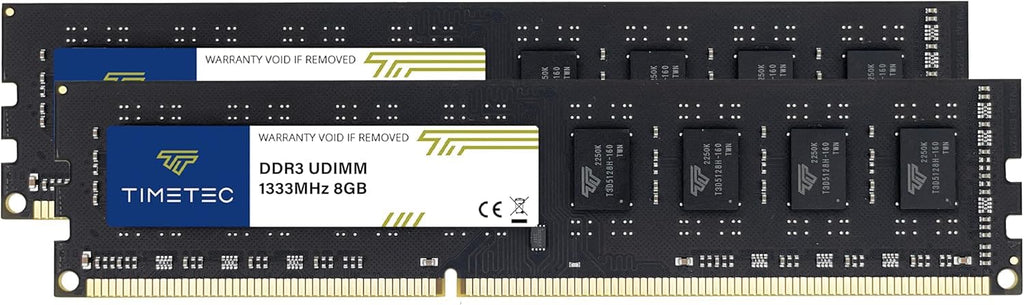 Timetec 16GB KIT(2x8GB) DDR3/DDR3L 1333MHz PC3-10600 Non-ECC Ungepuffert 1,5V / 1,35V CL9 2Rx8 Dual Rank 240 Pin UDIMM PC-Desktop-Computer-Speicher RAM-Modul-Upgrade