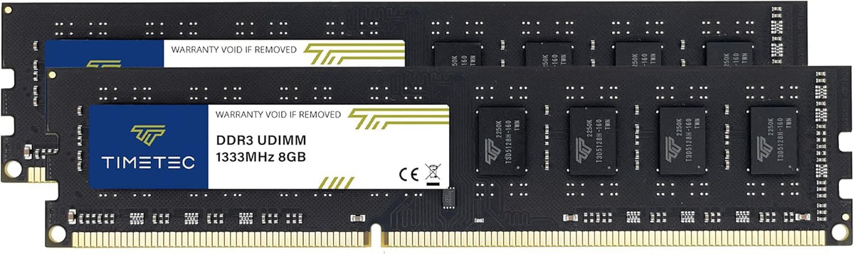 Timetec 16GB KIT(2x8GB) DDR3/DDR3L 1333MHz PC3-10600 Non-ECC Ungepuffert 1,5V / 1,35V CL9 2Rx8 Dual Rank 240 Pin UDIMM PC-Desktop-Computer-Speicher RAM-Modul-Upgrade