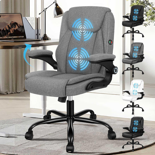 ALFORDSON Ergonomisch Bürostuhl Chefsessel Massage Drehstuhl,Stoff Schwarz