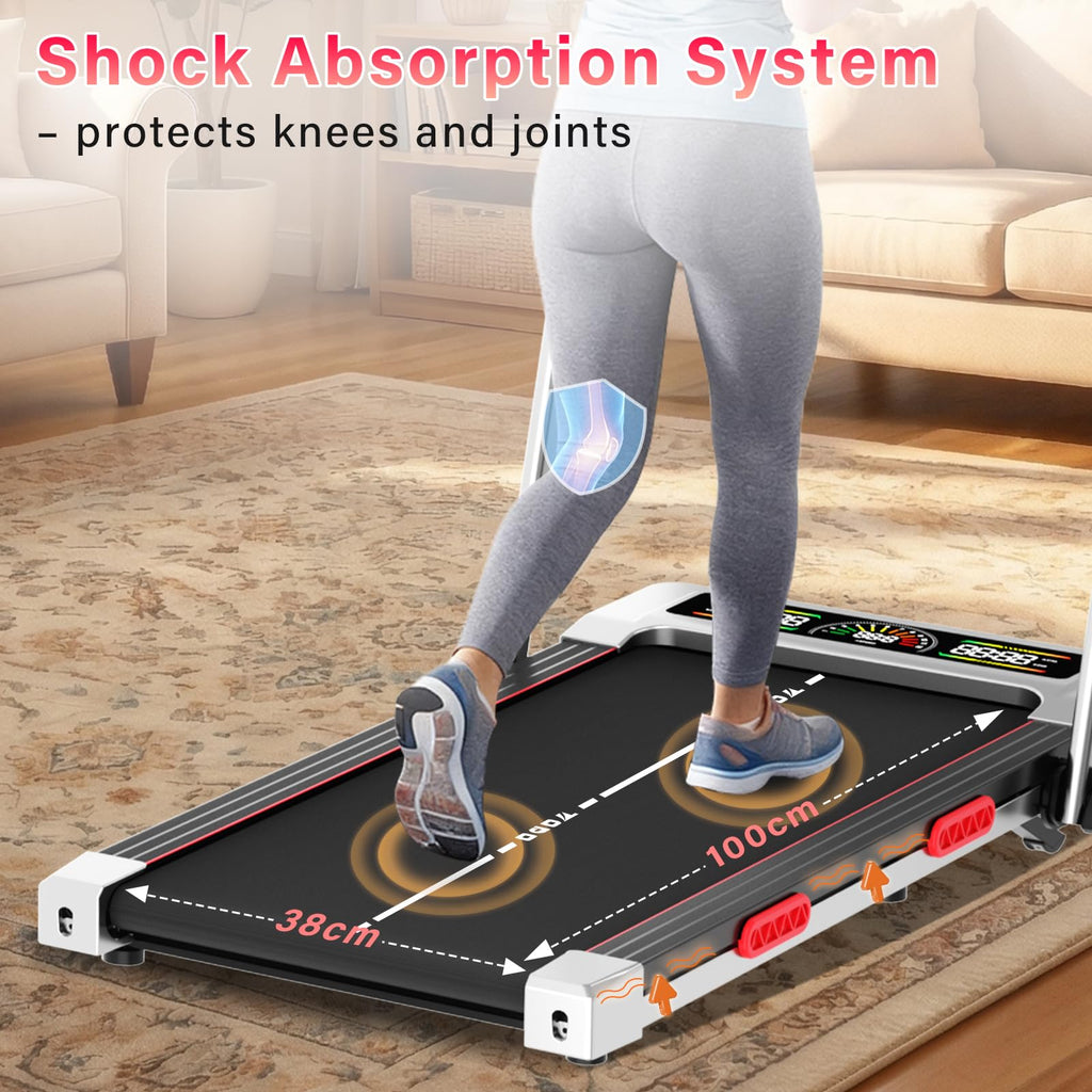 TODO Laufband für Zuhause mit 10% Neigung, 1-12km/h Walking Pad klappbar, 3.5HP Schreibtisch Treadmill für Zuhause & Büro mit Bluetooth-Lautsprecher, 12 Programme, APP und LED-Anzeige