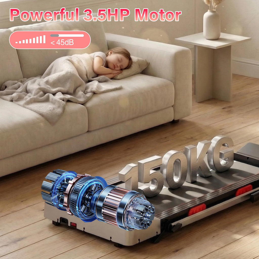 TODO Laufband für Zuhause mit 10% Neigung, 1-12km/h Walking Pad klappbar, 3.5HP Schreibtisch Treadmill für Zuhause & Büro mit Bluetooth-Lautsprecher, 12 Programme, APP und LED-Anzeige