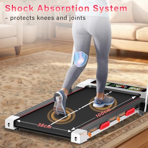 TODO Laufband für Zuhause mit 10% Neigung, 1-12km/h Walking Pad klappbar, 3.5HP Schreibtisch Treadmill für Zuhause & Büro mit Bluetooth-Lautsprecher, 12 Programme, APP und LED-Anzeige