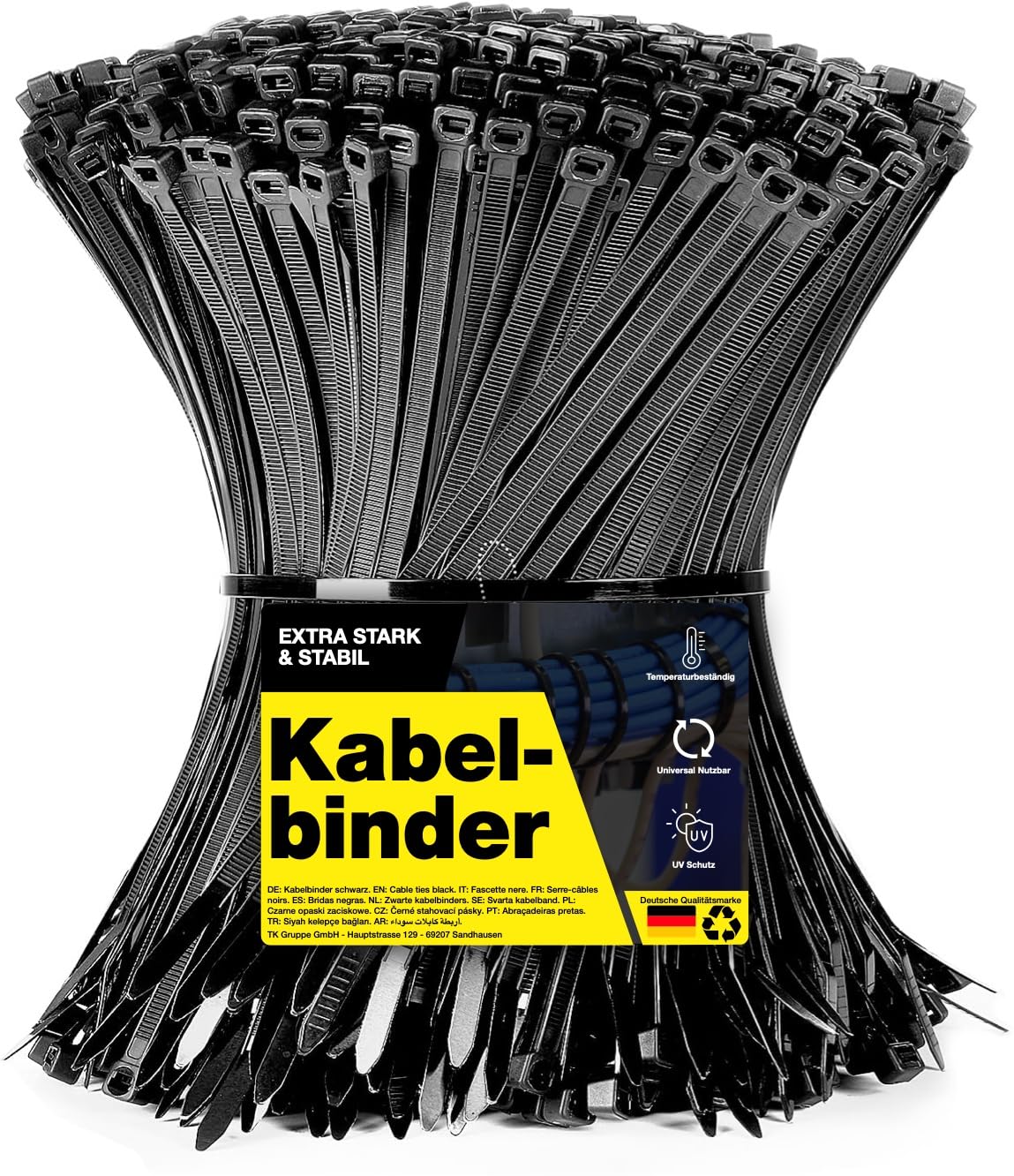 100x Kabelbinder schwarz Cable Ties Set - kurz & lang - Zip ties reißfest & UV beständig - diverse Längen (150 mm x 3,6 mm)
