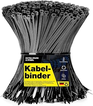100x Kabelbinder schwarz Cable Ties Set - kurz & lang - Zip ties reißfest & UV beständig - diverse Längen (150 mm x 3,6 mm)