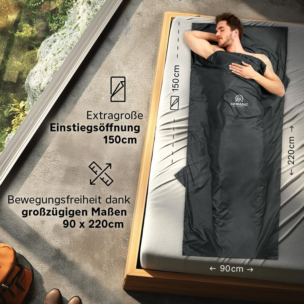 Hüttenschlafsack aus Mikrofaser oder Bio-Baumwolle (nur 230g/370g)