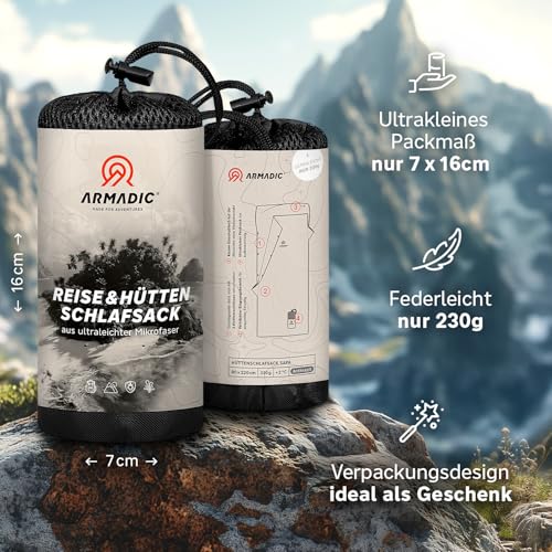 Hüttenschlafsack aus Mikrofaser oder Bio-Baumwolle (nur 230g/370g)