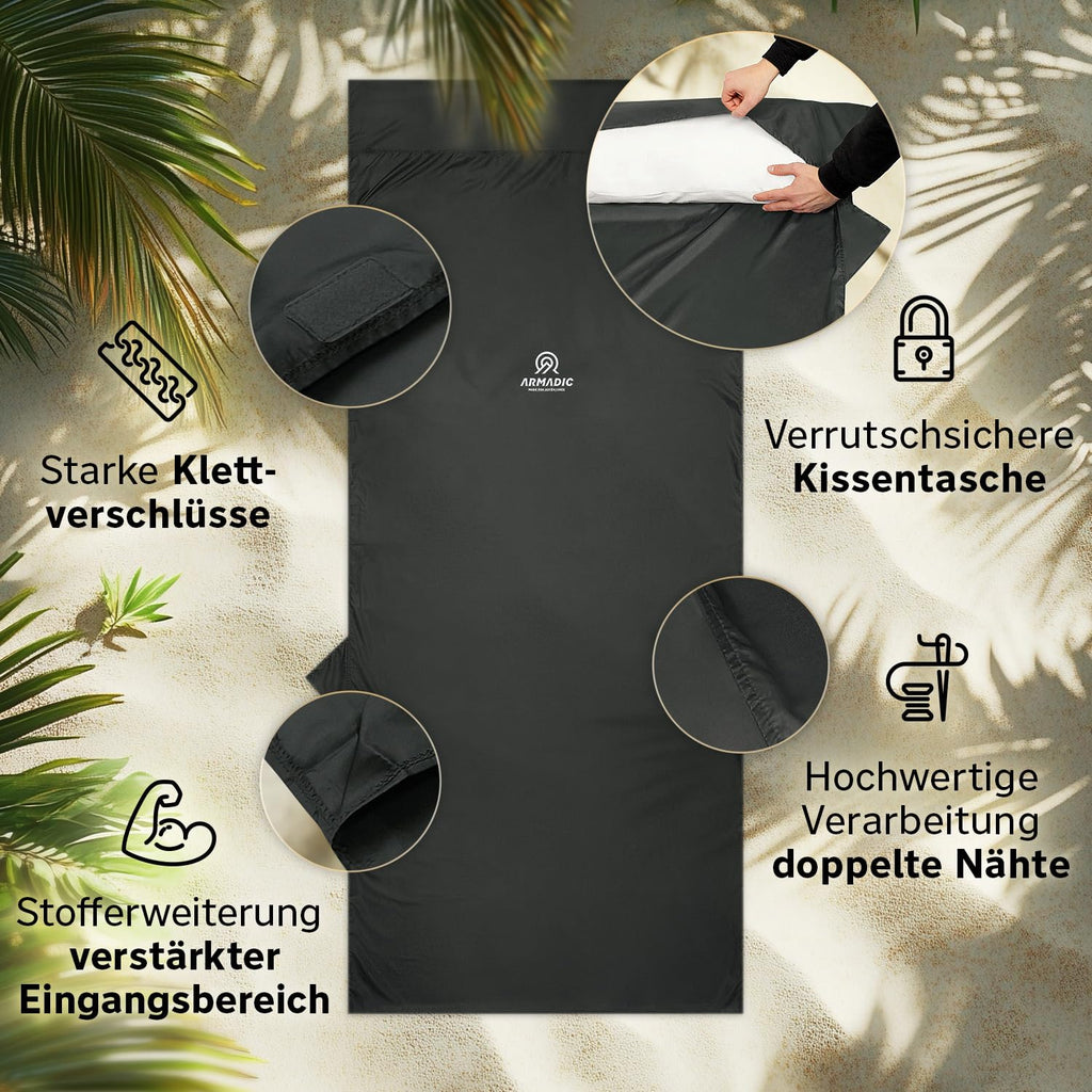 Hüttenschlafsack aus Mikrofaser oder Bio-Baumwolle (nur 230g/370g)