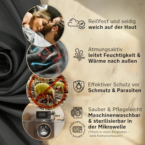 Hüttenschlafsack aus Mikrofaser oder Bio-Baumwolle (nur 230g/370g)