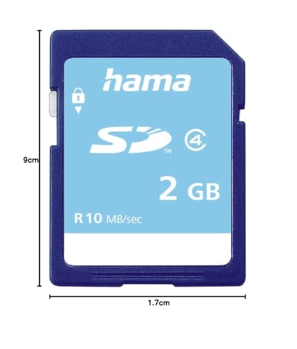 Hama Speicherkarte SD 2GB (SD-2.0 Standard, Class 4, Datensicherheit dank mechanischem Schreibschutz, Beschriftungsfeld)