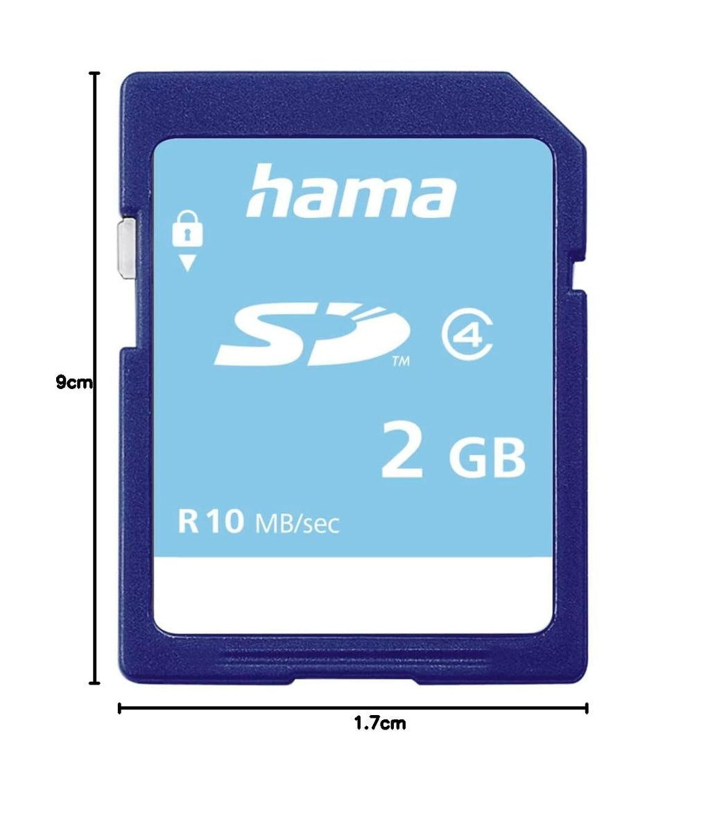 Hama Speicherkarte SD 2GB (SD-2.0 Standard, Class 4, Datensicherheit dank mechanischem Schreibschutz, Beschriftungsfeld)