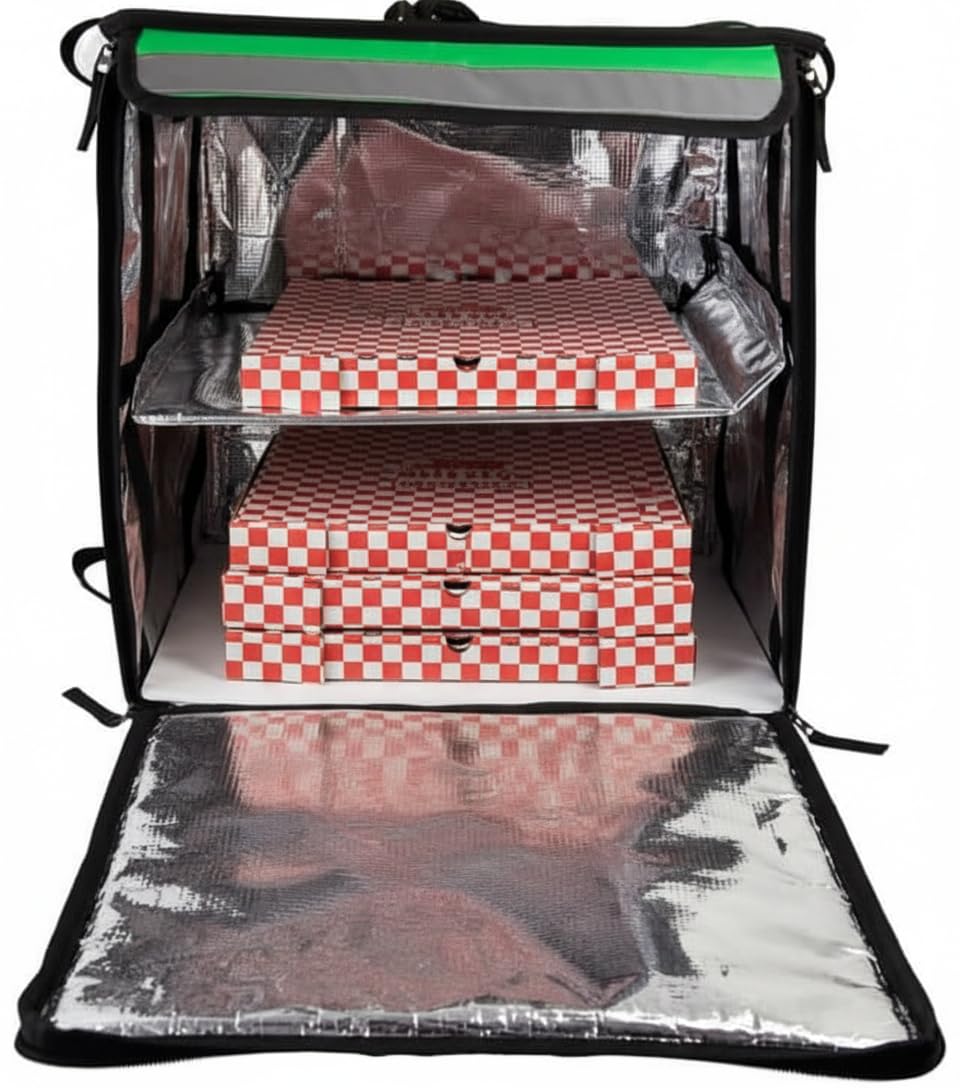 50L isolierter Lebensmittellieferrucksack, erweiterbare Catering-Kühltasche, wasserdichte Pizzatasche für Uber Eats Deliveroo Thermo-Lebensmitteltasche für Fahrrad