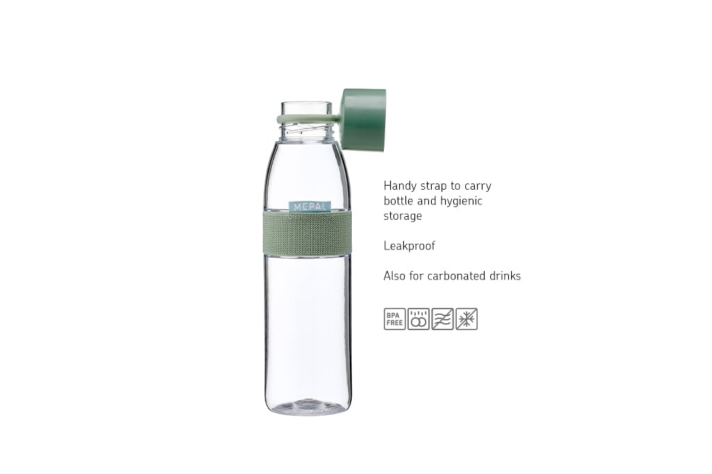 Mepal - Wasserflasche Ellipse - Wiederverwendbare Trinkflasche - Auslaufsichere - Geeignet für kohlensäurehaltige Getränke - BPA-frei - 500 ml - Nordic blue