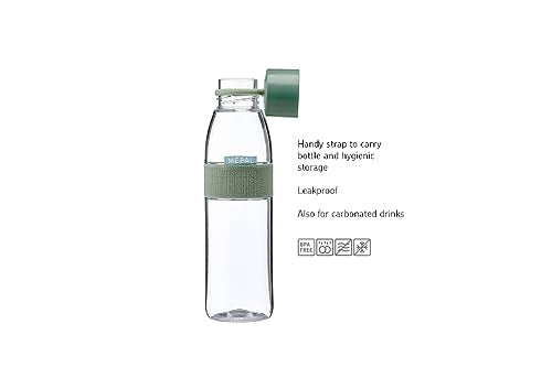 Mepal - Wasserflasche Ellipse - Wiederverwendbare Trinkflasche - Auslaufsichere - Geeignet für kohlensäurehaltige Getränke - BPA-frei - 500 ml - Nordic blue