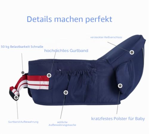 Ergonomische Hipseat Babytrage mit Schultergurt, Taillenhocker Sitz zum Tragen Baby Kleinkinder, geringes Gewicht und Arbeitsersparnis