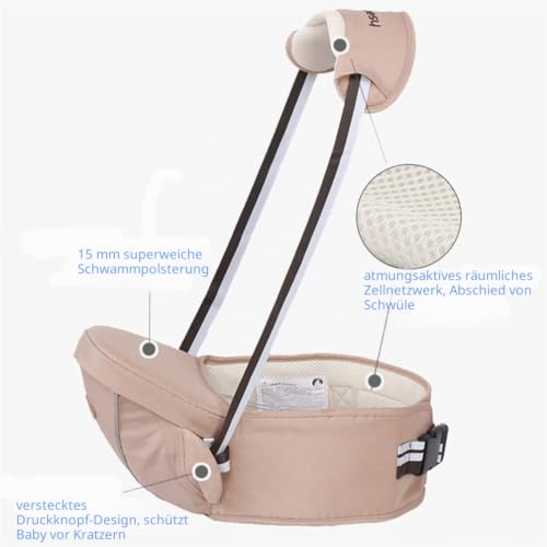 Ergonomische Hipseat Babytrage mit Schultergurt, Taillenhocker Sitz zum Tragen Baby Kleinkinder, geringes Gewicht und Arbeitsersparnis