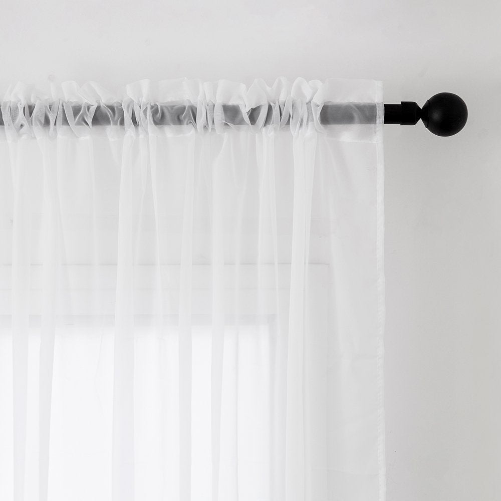 MIULEE Vorhänge Gardinen, Stangendurchzug Weiß, 2er Set 245x140cm aus Voile