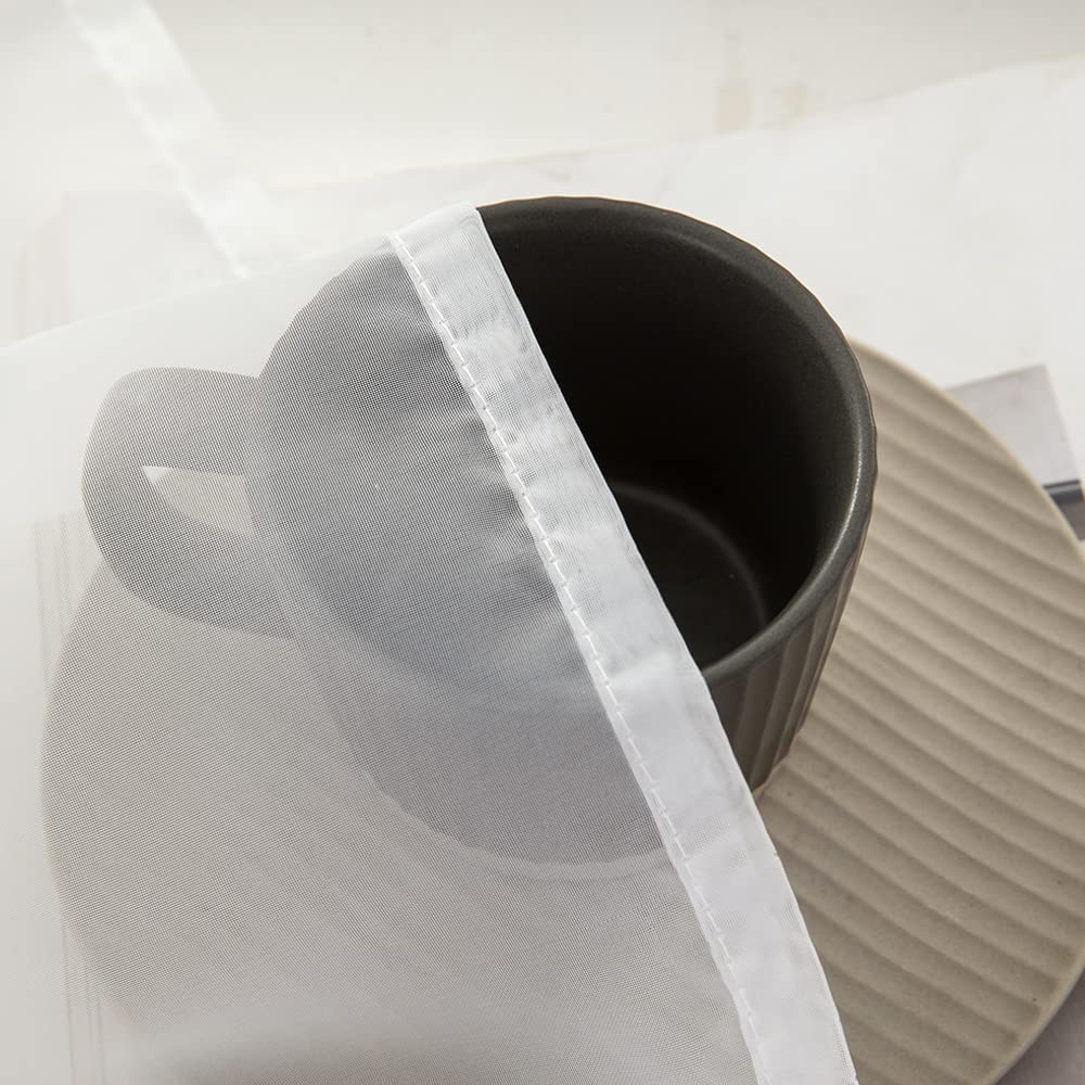 MIULEE Vorhänge Gardinen, Stangendurchzug Weiß, 2er Set 245x140cm aus Voile