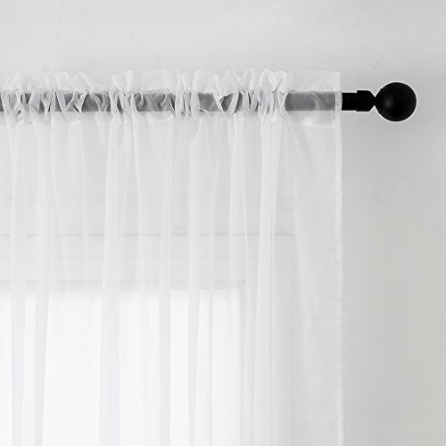 MIULEE Vorhänge Gardinen, Stangendurchzug Weiß, 2er Set 245x140cm aus Voile