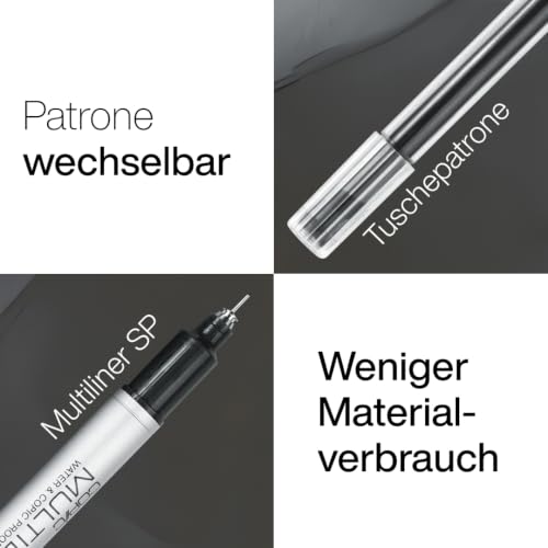 COPIC Multiliner SP 0,03 mm, Black, Aluminium Fineliner mit einer feinen Spitze und wasserbeständiger Pigmenttinte