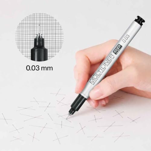 COPIC Multiliner SP 0,03 mm, Black, Aluminium Fineliner mit einer feinen Spitze und wasserbeständiger Pigmenttinte