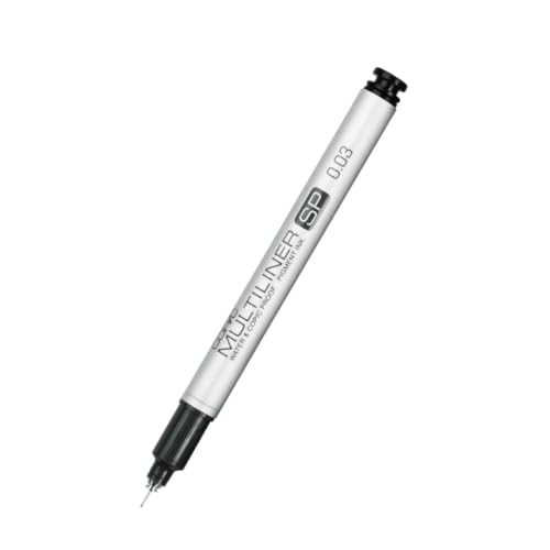COPIC Multiliner SP 0,03 mm, Black, Aluminium Fineliner mit einer feinen Spitze und wasserbeständiger Pigmenttinte