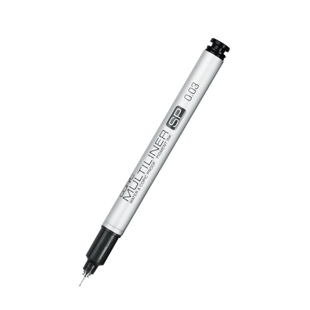 COPIC Multiliner SP 0,03 mm, Black, Aluminium Fineliner mit einer feinen Spitze und wasserbeständiger Pigmenttinte