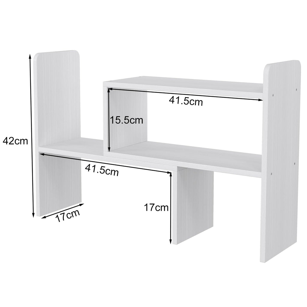 EasyPAG Schreibtisch Regal Holz Freistehend Kleines Bücherregal Verstellbar Schreibtisch Organizer Ständer Bürobedarf Ablage Display Regal,Weiß
