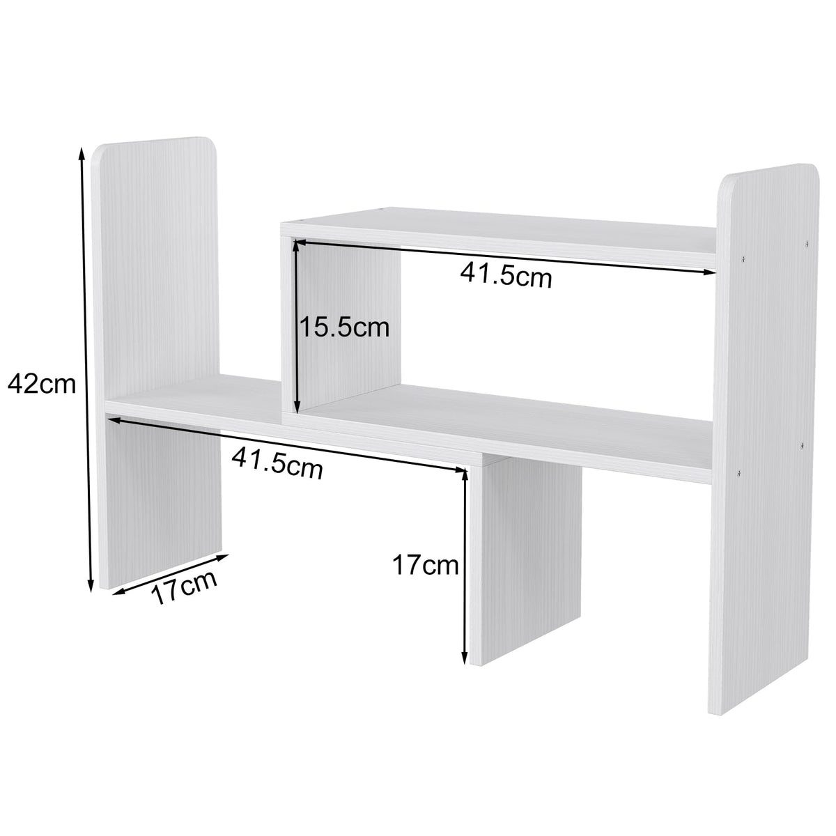 EasyPAG Schreibtisch Regal Holz Freistehend Kleines Bücherregal Verstellbar Schreibtisch Organizer Ständer Bürobedarf Ablage Display Regal,Weiß