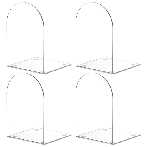 Acryl Buchstützen, 4 Stück für Regale, Bücherregale und Schreibtisch-Organizer - Klare, Transparente Stützen für Bücher und Heimbürobedarf