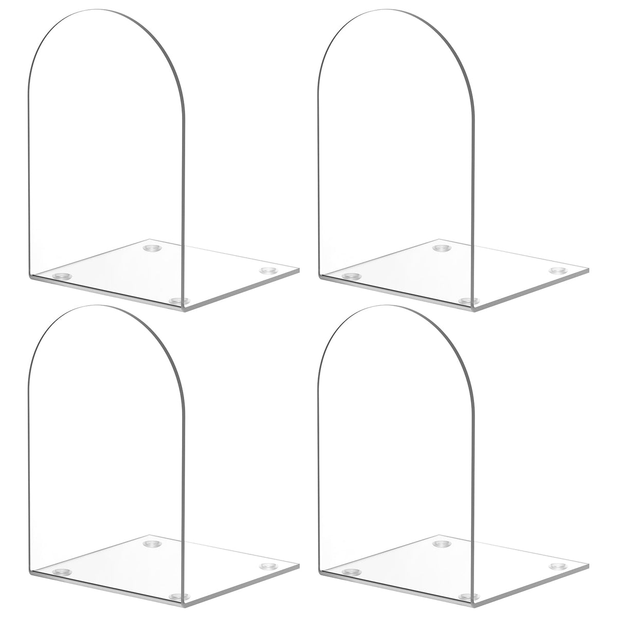 Acryl Buchstützen, 4 Stück für Regale, Bücherregale und Schreibtisch-Organizer - Klare, Transparente Stützen für Bücher und Heimbürobedarf