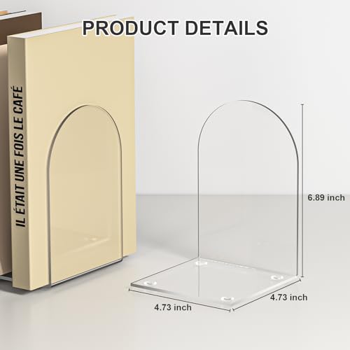 Acryl Buchstützen, 4 Stück für Regale, Bücherregale und Schreibtisch-Organizer - Klare, Transparente Stützen für Bücher und Heimbürobedarf