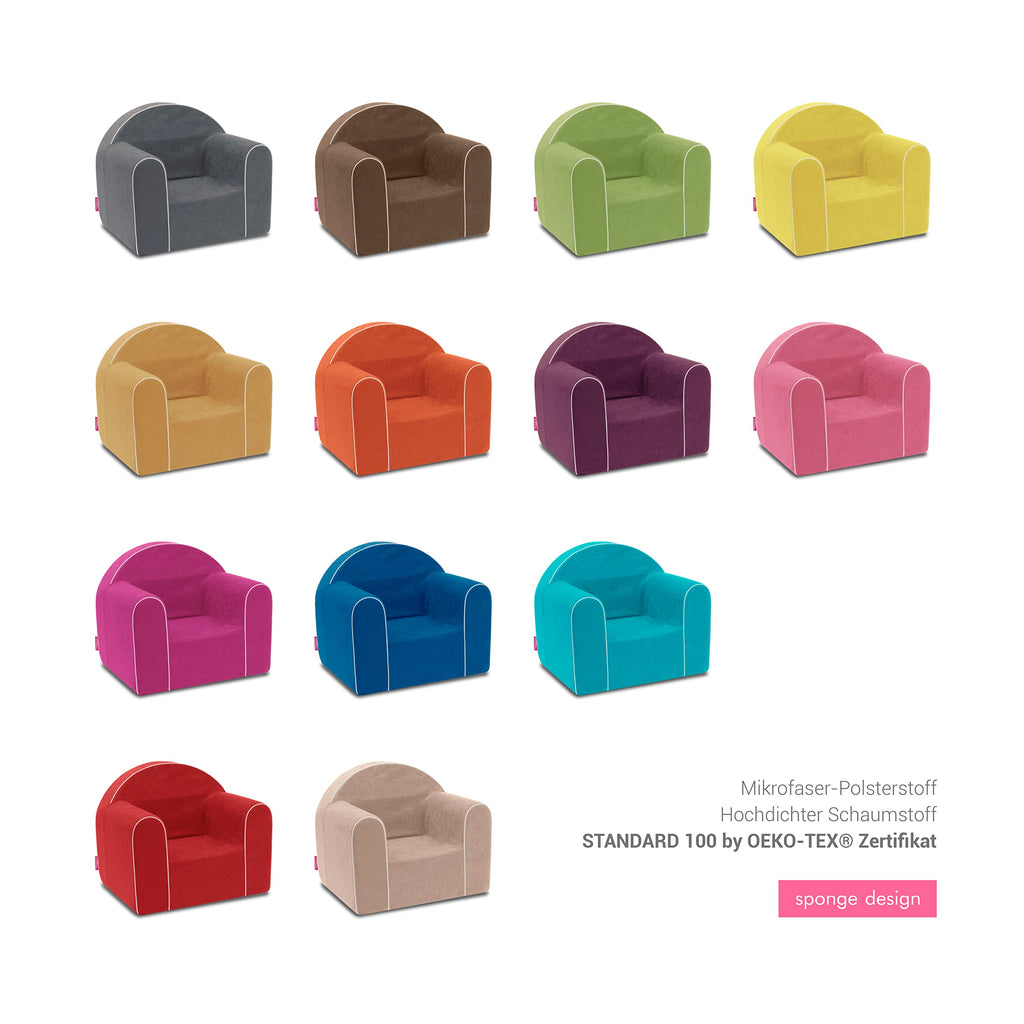 Badum - Kindersessel ab 1 Jahr - Kinder Sessel - Stabil, Bequem, aus Schaumstoff - mit Abnehmbarem Bezug, Waschbar - Geschenkidee, Geschenk zum 1 Geburtstag für Mädchen, Junge - Grau