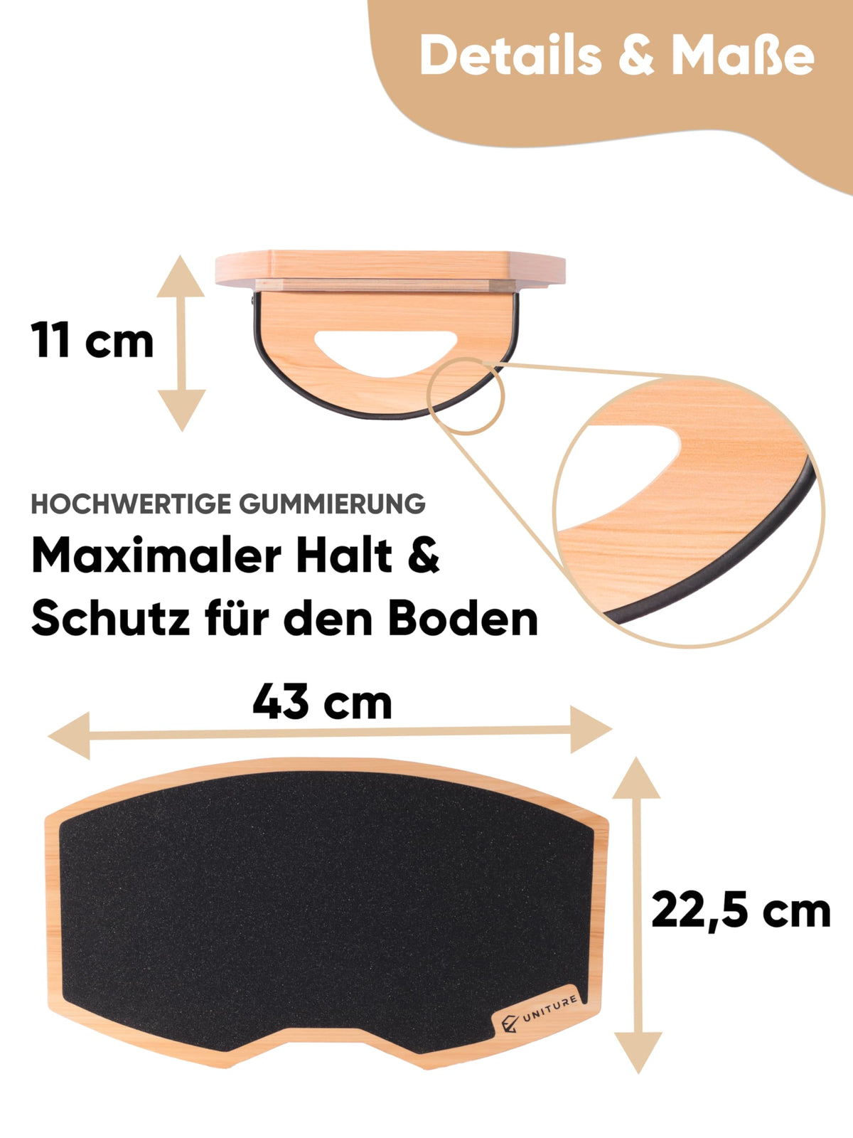 UNITURE® Ergonomische Holz Fußstütze Schreibtisch [Für bessere Sitzhaltung] Fußbank, Fußablage Schreibtisch, Fussbank, Foot Rest, Fussstütze Unterm Schreibtisch, Fußhocker, Footrest