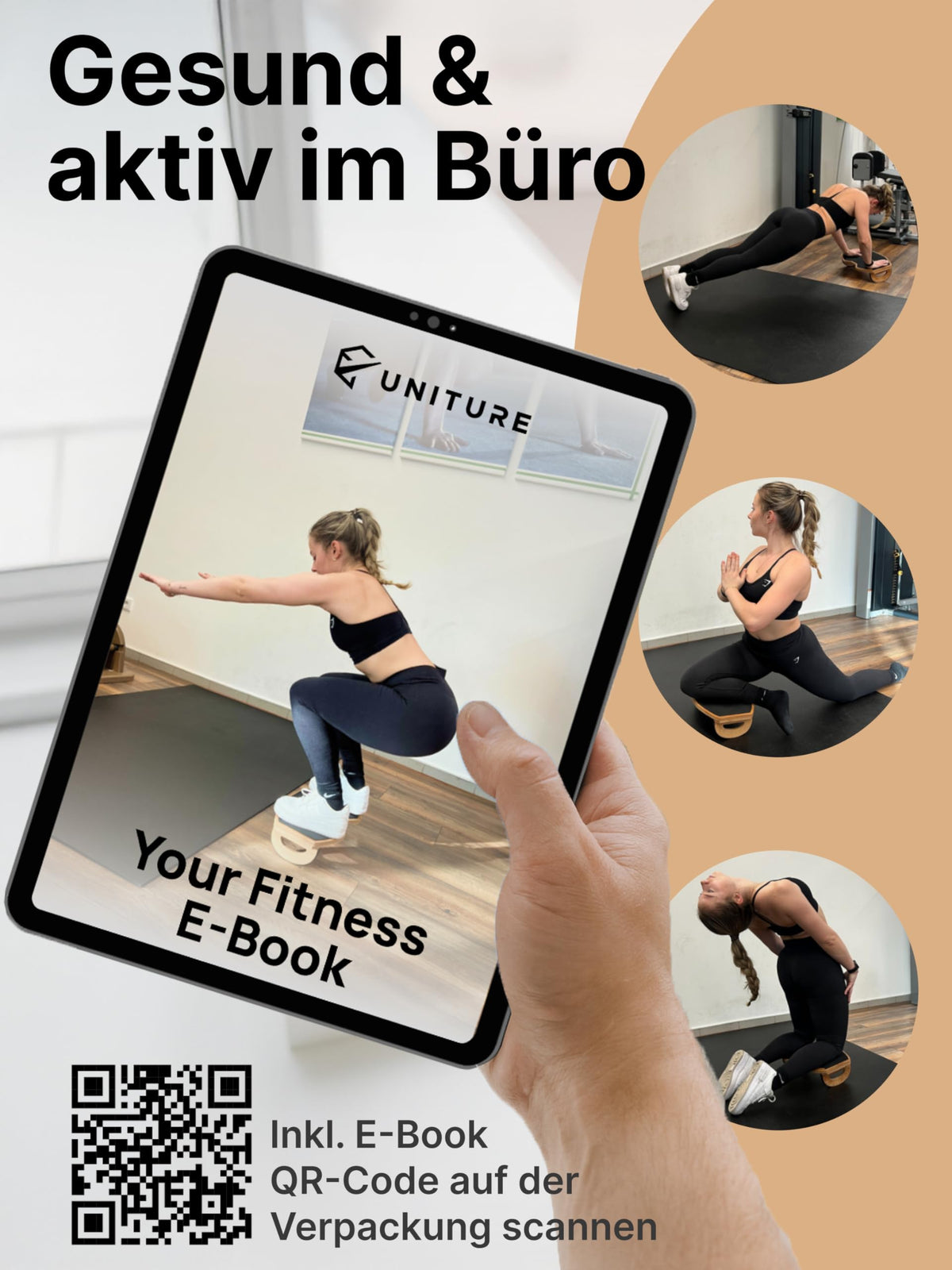 UNITURE® Ergonomische Holz Fußstütze Schreibtisch [Für bessere Sitzhaltung] Fußbank, Fußablage Schreibtisch, Fussbank, Foot Rest, Fussstütze Unterm Schreibtisch, Fußhocker, Footrest