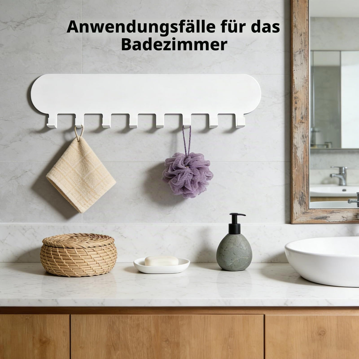 2 Stück Schlüsselbrett ohne Bohren mit je 8 Haken, Selbstklebender Schlüsselhalter & Schlüsselboard mit 10 Etiketten, Schlüsselhaken Key Holder Wandmontage (Weiß)