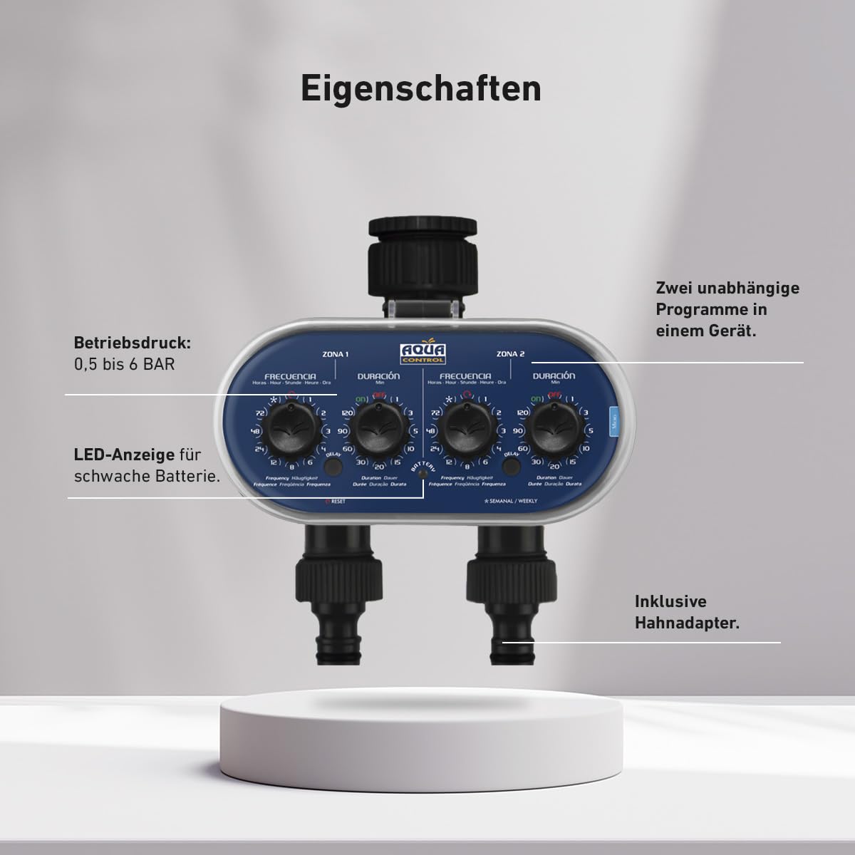 Aqua Control C4011 - Bewässerungsprogrammierer für den Garten - Für alle Arten von Hähnen - Mit 2 getrennten Ausgängen