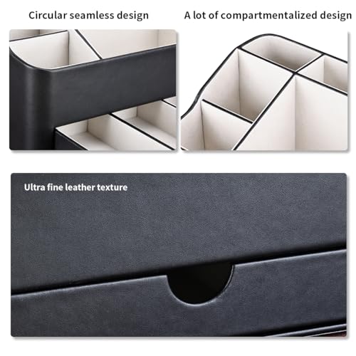 KINGFOM Büro Schreibtisch Organizer Mit 5 Fächern & Schubladen, Multifunktionales Ordnungssystem - Stiftehalter für Schreibtisch Organisation in Büro, Zuhause, Schule (Schwarz)
