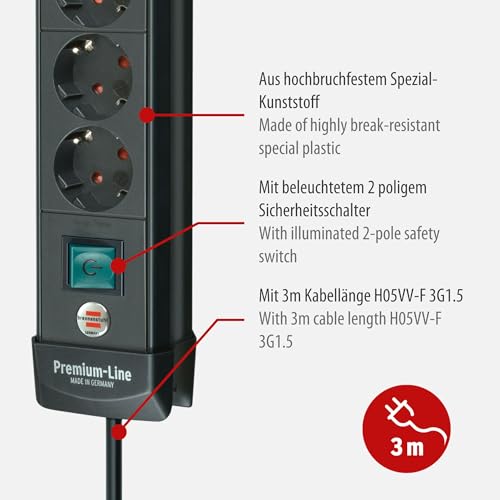 Brennenstuhl Premium-Line, Steckdosenleiste 10-Fach, 3m