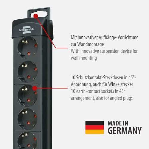 Brennenstuhl Premium-Line, Steckdosenleiste 10-Fach, 3m