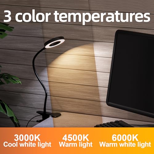 Foneso Klemme Lampe,48 LEDs Dimmbare Leselampe Bett(Schwarz)