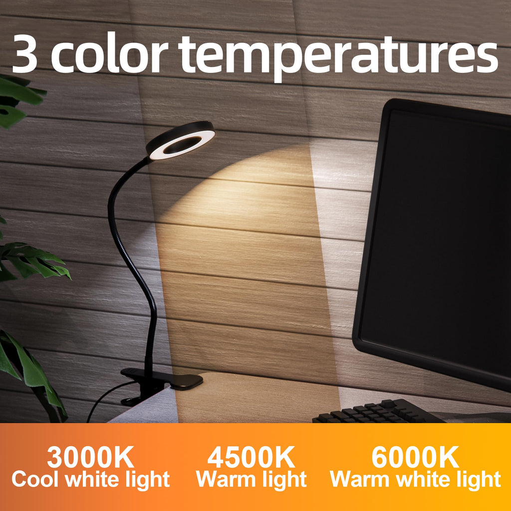 Foneso Klemme Lampe,48 LEDs Dimmbare Leselampe Bett(Schwarz)