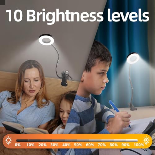 Foneso Klemme Lampe,48 LEDs Dimmbare Leselampe Bett(Schwarz)