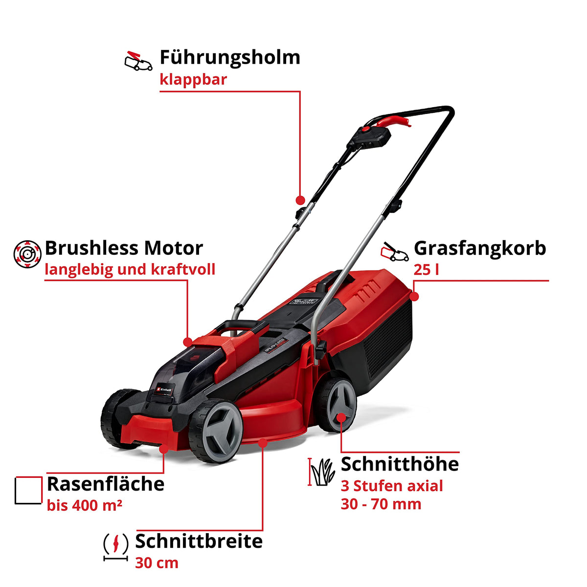 Einhell City Akku-Rasenmäher GE-cm 18/30 Li-Solo