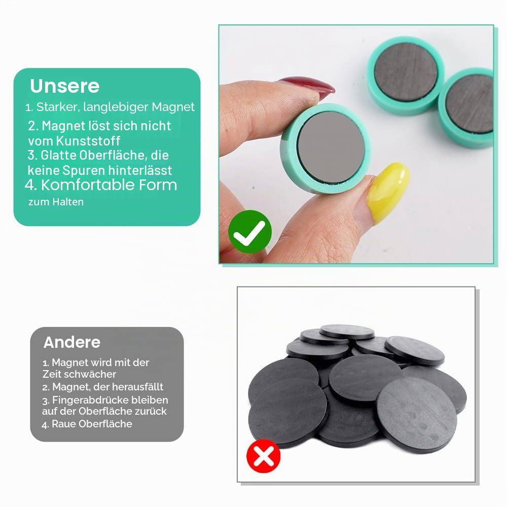 100 Pcs Starke Magnete für Magnettafel,Bunt Tafelmagnete 10 Farben 2X0.7cm